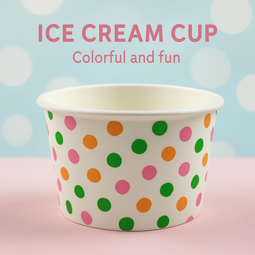 Heyiwell 1000PC/Case 4OZ Polka Dot Rainbow Paper Ice Cream Cups,Disposable Dessert Cups Hot and Cold Food Paper Cups