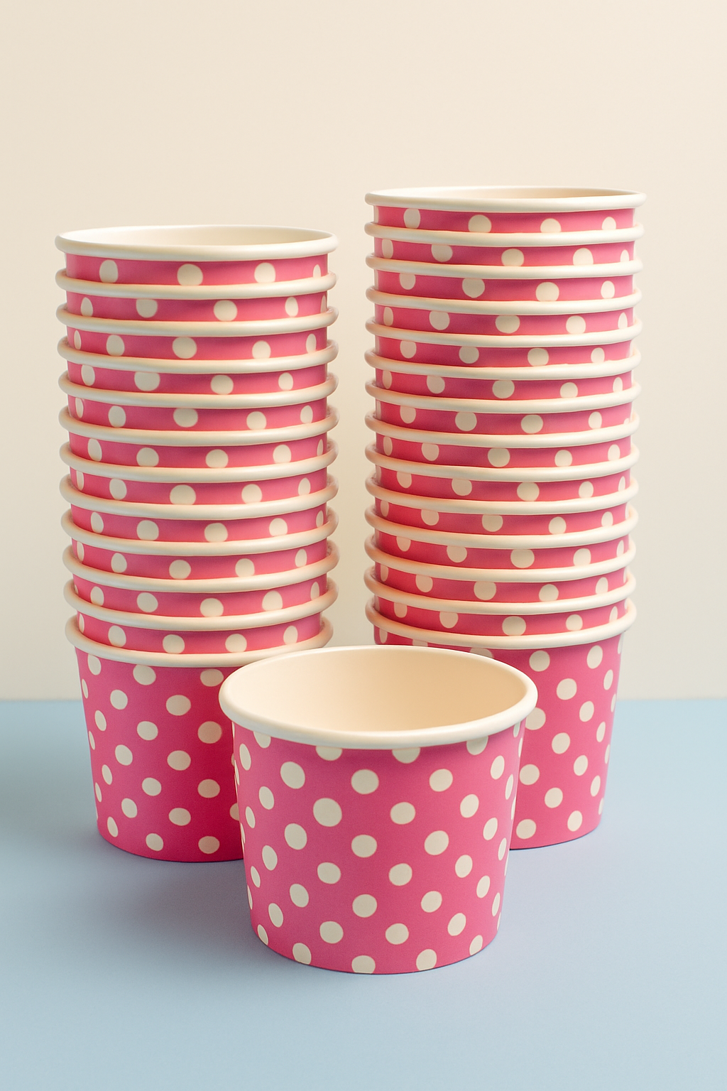 Heyiwell 1000PC/Case 5.5 OZ Polka Dot Pink Paper Ice Cream Cups, Disposable Dessert Cups for Hot and Cold Food