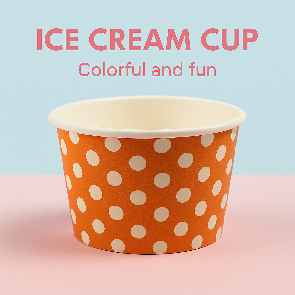 Heyiwell 1000PC/Case 4OZ Polka Dot Orange Paper Ice Cream Cups,Disposable Dessert Cups Hot and Cold Food Paper Cups