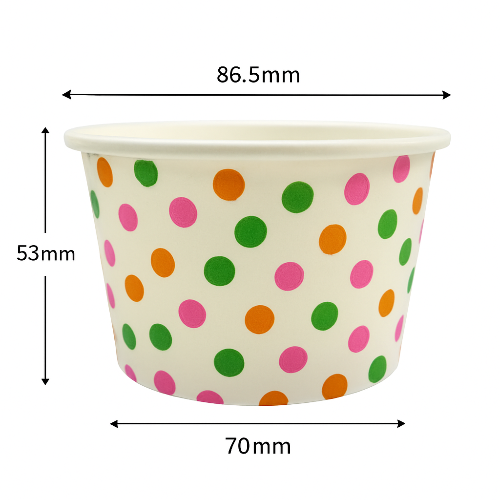 Heyiwell 1000PC/Case 5.5OZ Polka Dot Rainbow Paper Ice Cream Cups, Disposable Dessert Cups for Hot and Cold Food