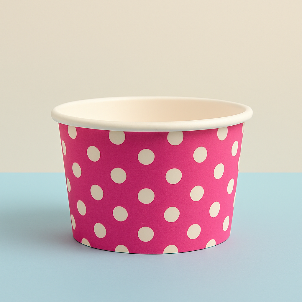 Heyiwell 1000PC/Case 5.5 OZ Polka Dot Pink Paper Ice Cream Cups, Disposable Dessert Cups for Hot and Cold Food