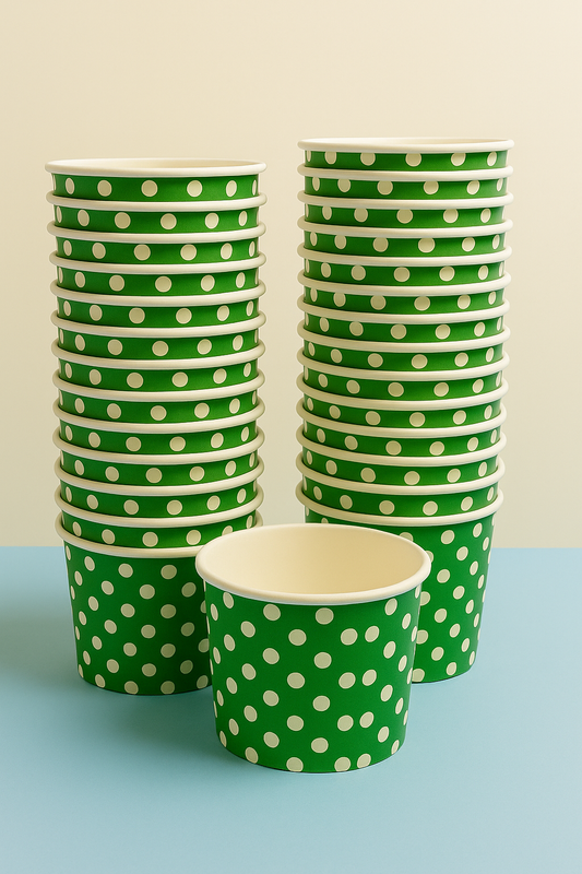 Heyiwell 1000PC/Case 5.5OZ Polka Dot Green Paper Ice Cream Cups, Disposable Dessert Cups for Hot and Cold Food