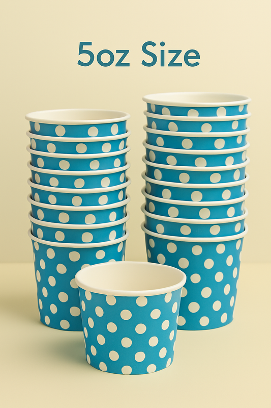 Heyiwell 1000PC/Case 5.5 OZ Polka Dot Blue Paper Ice Cream Cups, Disposable Dessert Cups for Hot and Cold Food
