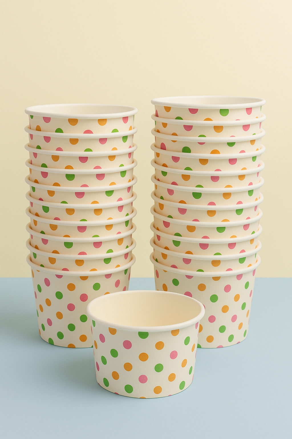 Heyiwell 1000PC/Case 5.5OZ Polka Dot Rainbow Paper Ice Cream Cups, Disposable Dessert Cups for Hot and Cold Food