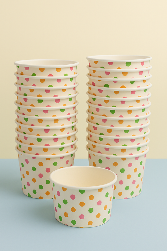 Heyiwell 1000PC/Case 5.5OZ Polka Dot Rainbow Paper Ice Cream Cups, Disposable Dessert Cups for Hot and Cold Food