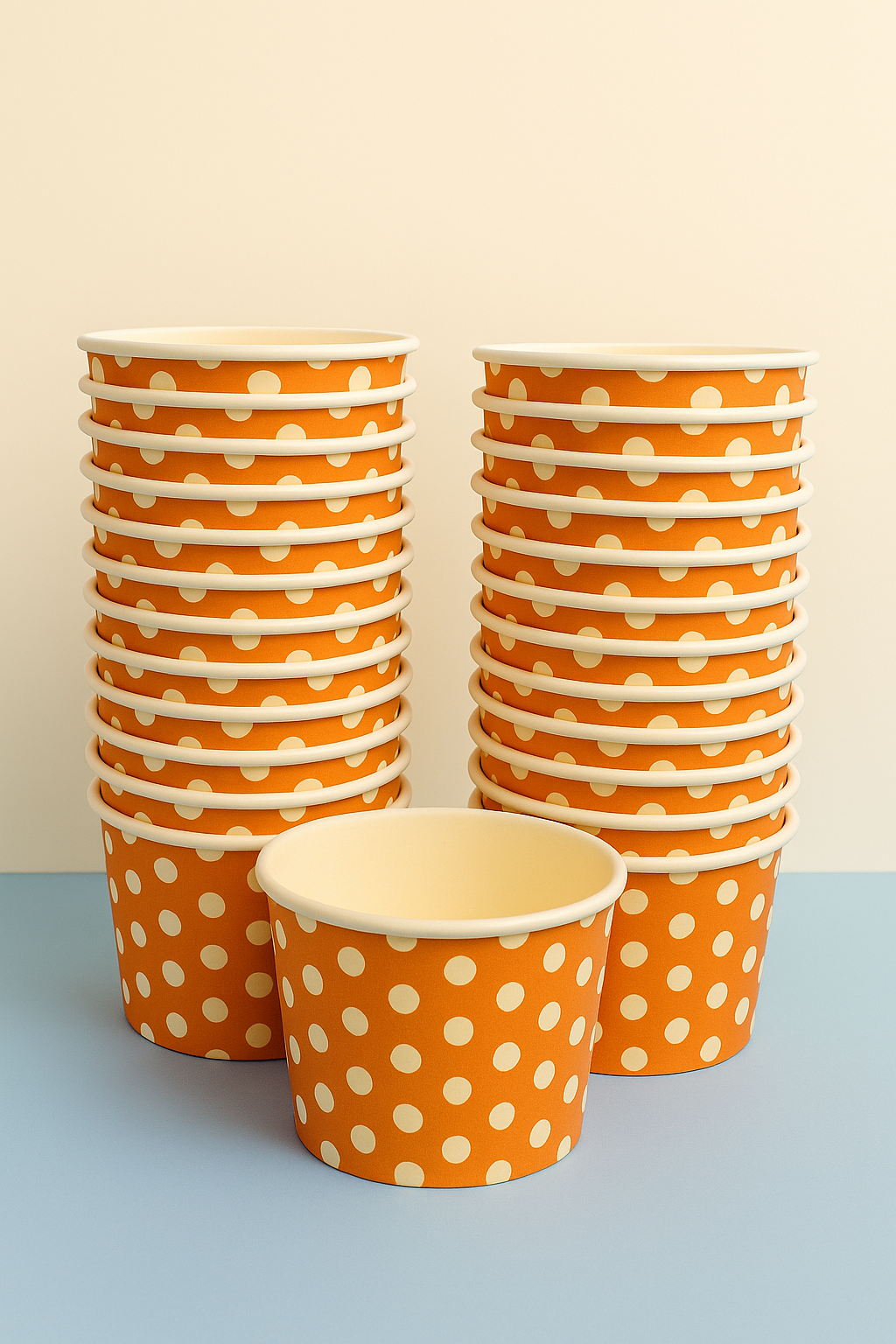 Heyiwell 1000PC/Case 5.5 OZ Orange Polka Dot Paper Ice Cream Cups,Disposable Dessert Cups Hot and Cold Food Paper Cups