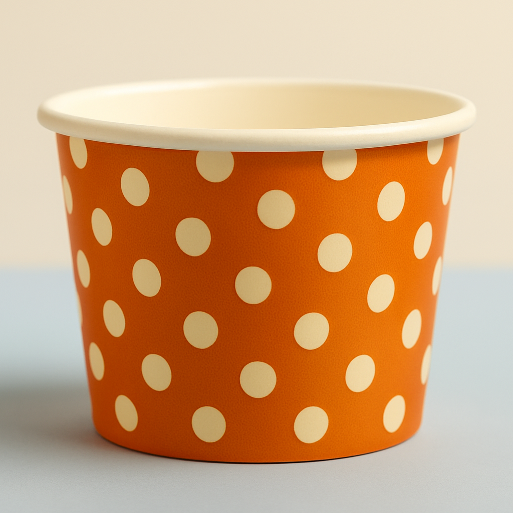 Heyiwell 1000PC/Case 5.5 OZ Orange Polka Dot Paper Ice Cream Cups,Disposable Dessert Cups Hot and Cold Food Paper Cups