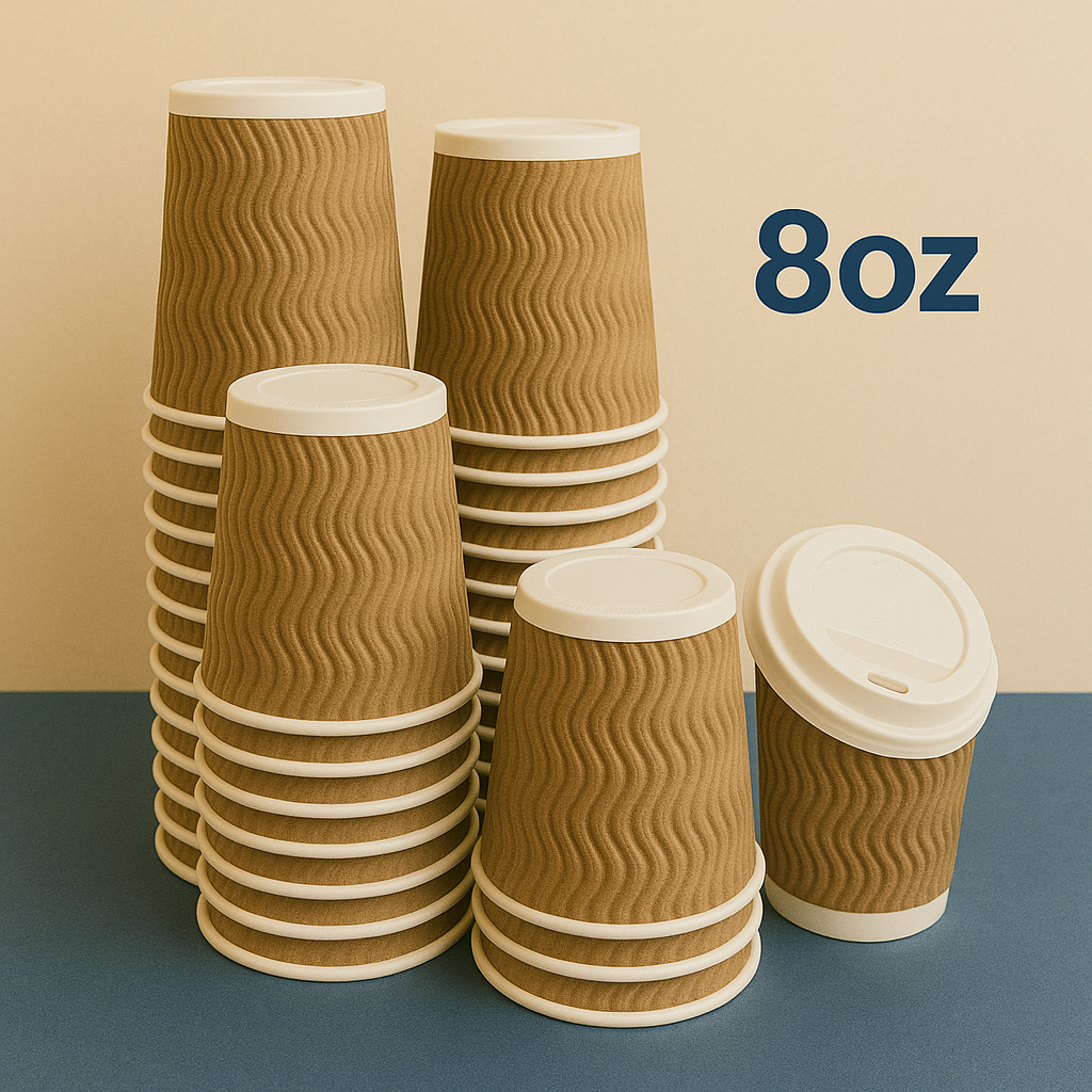 Heyiwell 8 oz Insulated Ripple Paper Hot Cup 500 Piece/Case