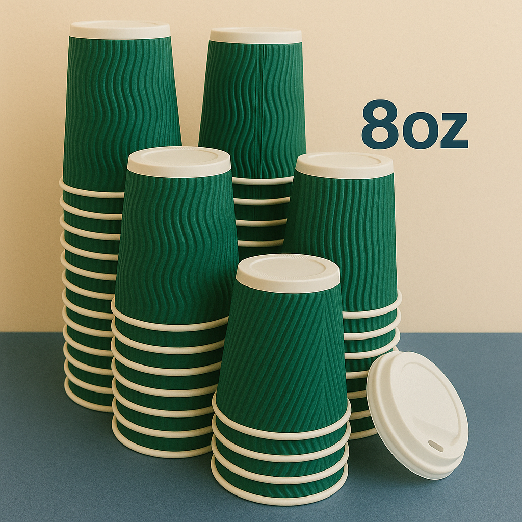 Heyiwell 8 oz Insulated Ripple Paper Hot Cup 500 Piece/Case