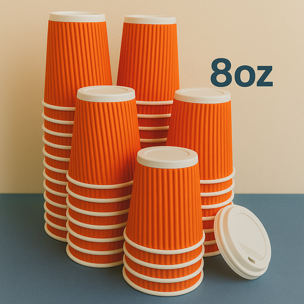 Heyiwell 8 oz Insulated Ripple Paper Hot Cup 500 Piece/Case