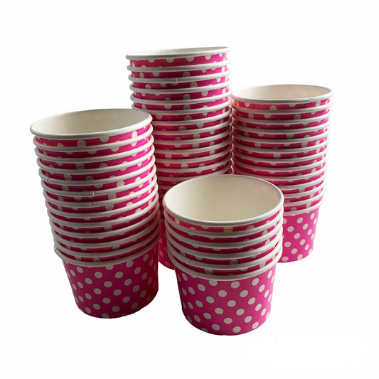 Heyiwell 1000PC/Case 4OZ Polka Dot Pink Paper Ice Cream Cups,Disposable Dessert Cups Hot and Cold Food Paper Cups