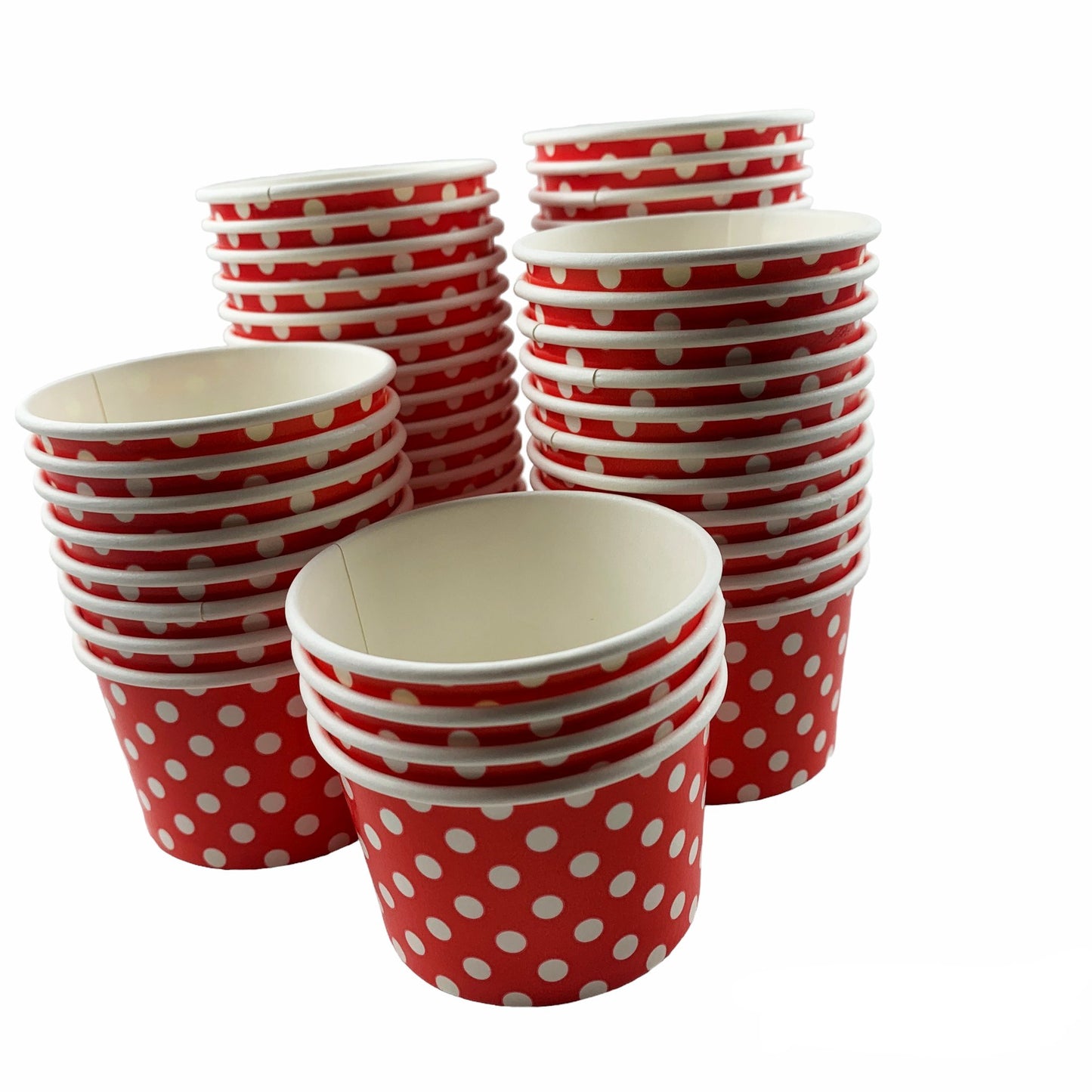 Heyiwell 1000PC/Case 4OZ Polka Dot Red Paper Ice Cream Cups,Disposable Dessert Cups Hot and Cold Food Paper Cups