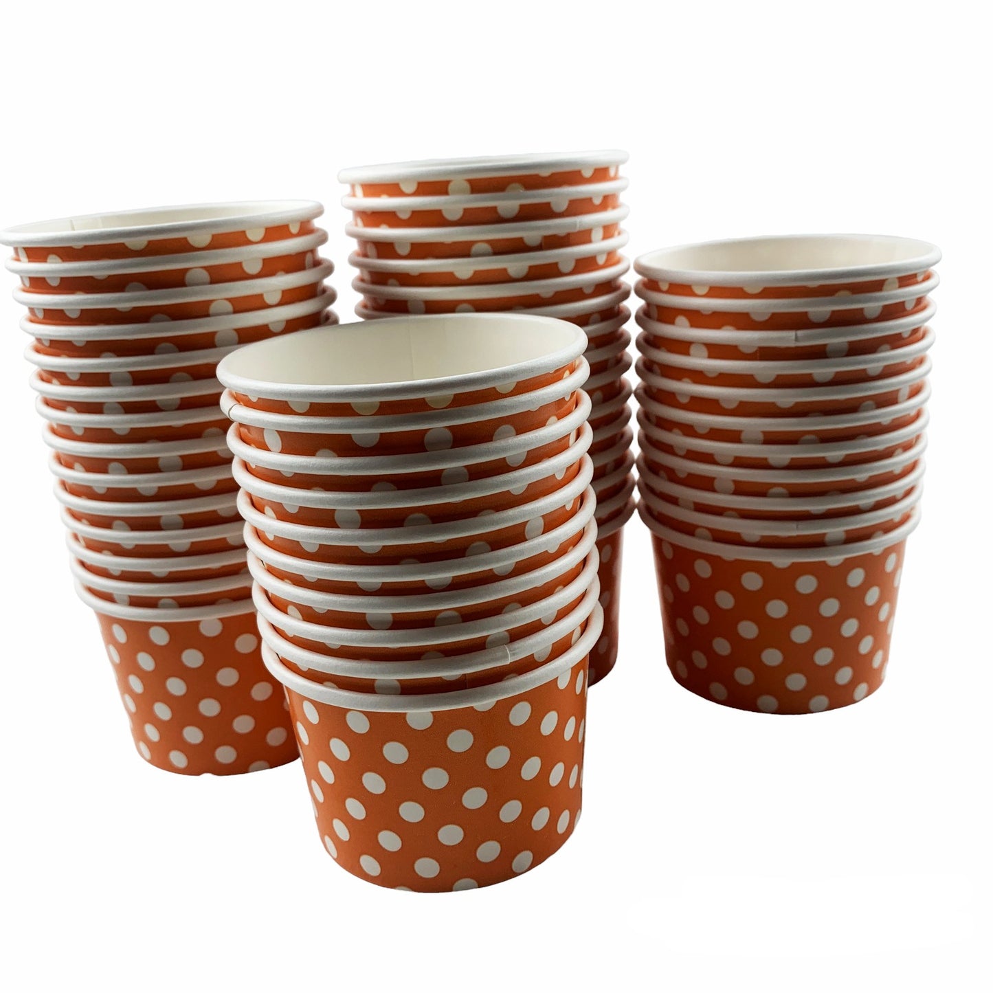 Heyiwell 1000PC/Case 4OZ Polka Dot Orange Paper Ice Cream Cups,Disposable Dessert Cups Hot and Cold Food Paper Cups