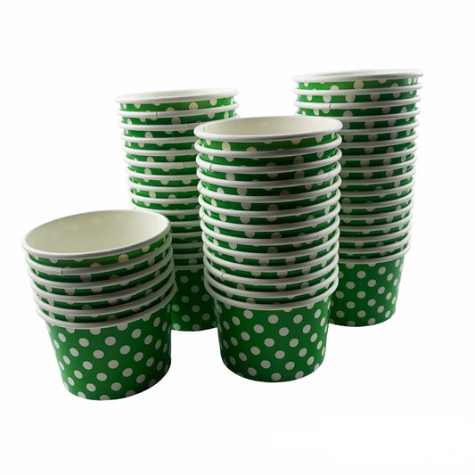 Heyiwell 1000PC/Case 4OZ Polka Dot Green Paper Ice Cream Cups,Disposable Dessert Cups Hot and Cold Food Paper Cups