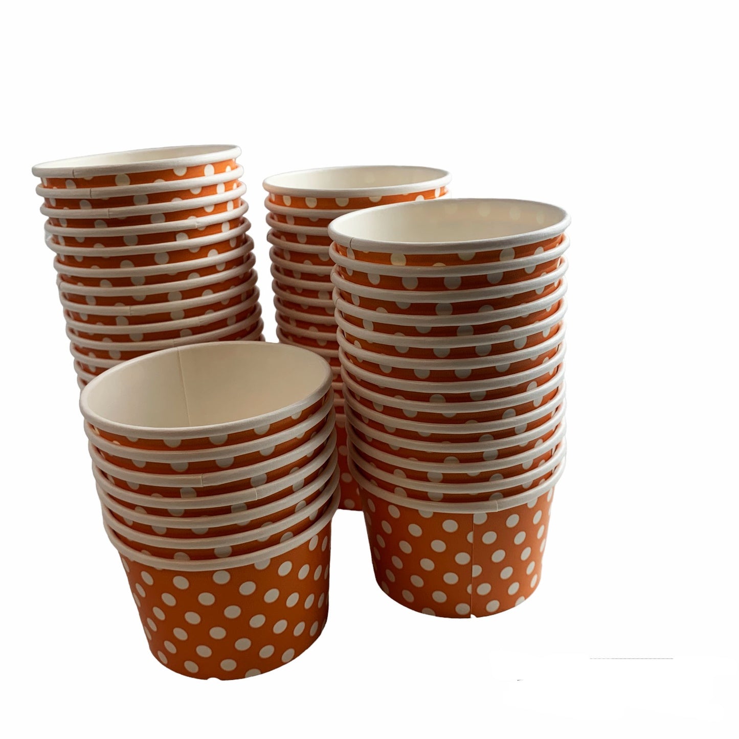 Heyiwell 1000PC/Case 6 OZ Polka Dot Orange Paper Ice Cream Cups, Disposable Dessert Cups for Hot and Cold Food