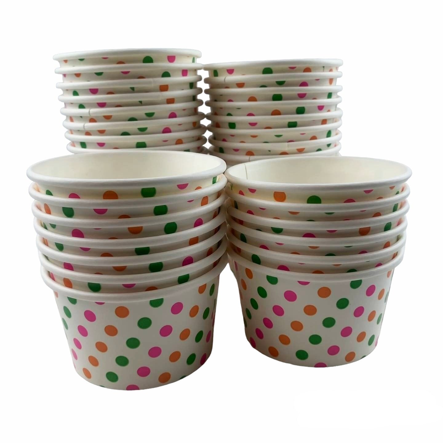 Heyiwell 1000PC/Case 8OZ Polka Dot Rainbow Paper Ice Cream Cups,Disposable Dessert Cups Hot and Cold Food Paper Cups