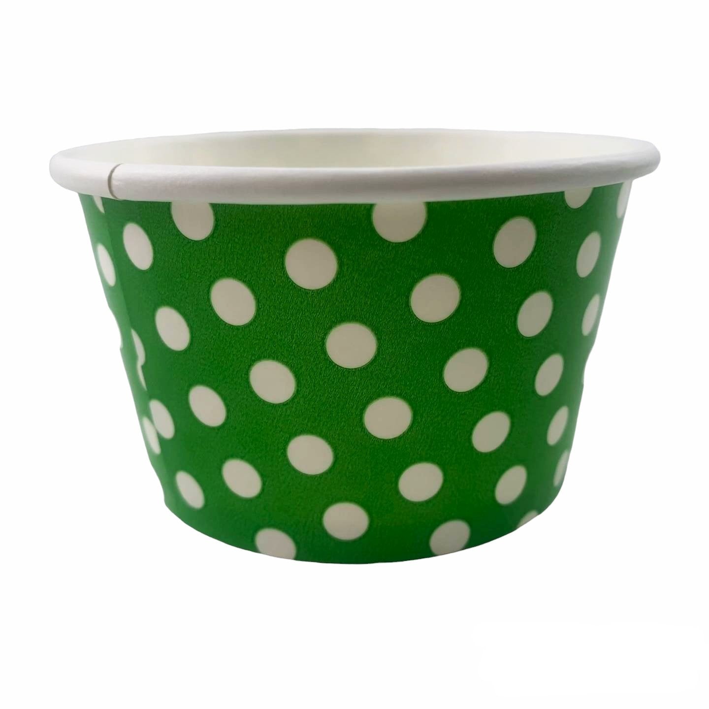 Heyiwell 1000PC/Case 8OZ Polka Dot Green Paper Ice Cream Cups,Disposable Dessert Cups Hot and Cold Food Paper Cups