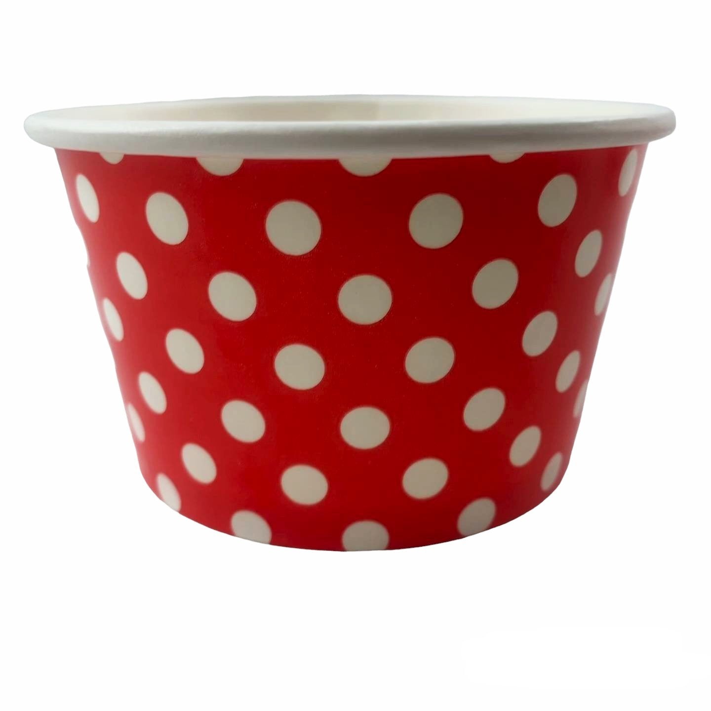 Heyiwell 1000PC/Case 8OZ Polka Dot Red Paper Ice Cream Cups,Disposable Dessert Cups Hot and Cold Food Paper Cups