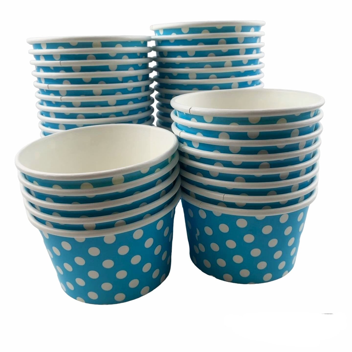 Heyiwell 1000PC/Case 8OZ Polka Dot Blue Paper Ice Cream Cups,Disposable Dessert Cups Hot and Cold Food Paper Cups