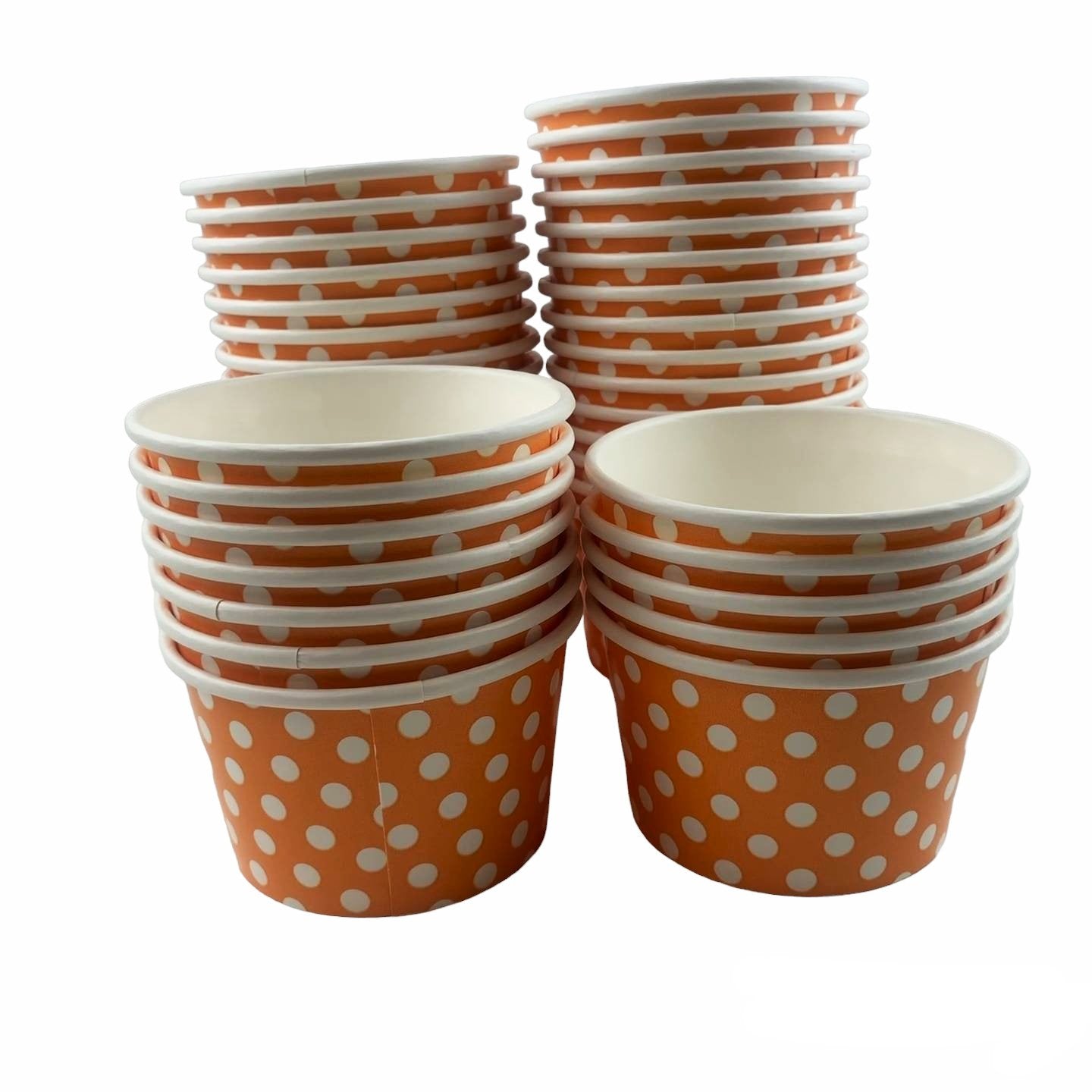 Heyiwell 1000PC/Case 8OZ Polka Dot Orange Paper Ice Cream Cups,Disposable Dessert Cups Hot and Cold Food Paper Cups