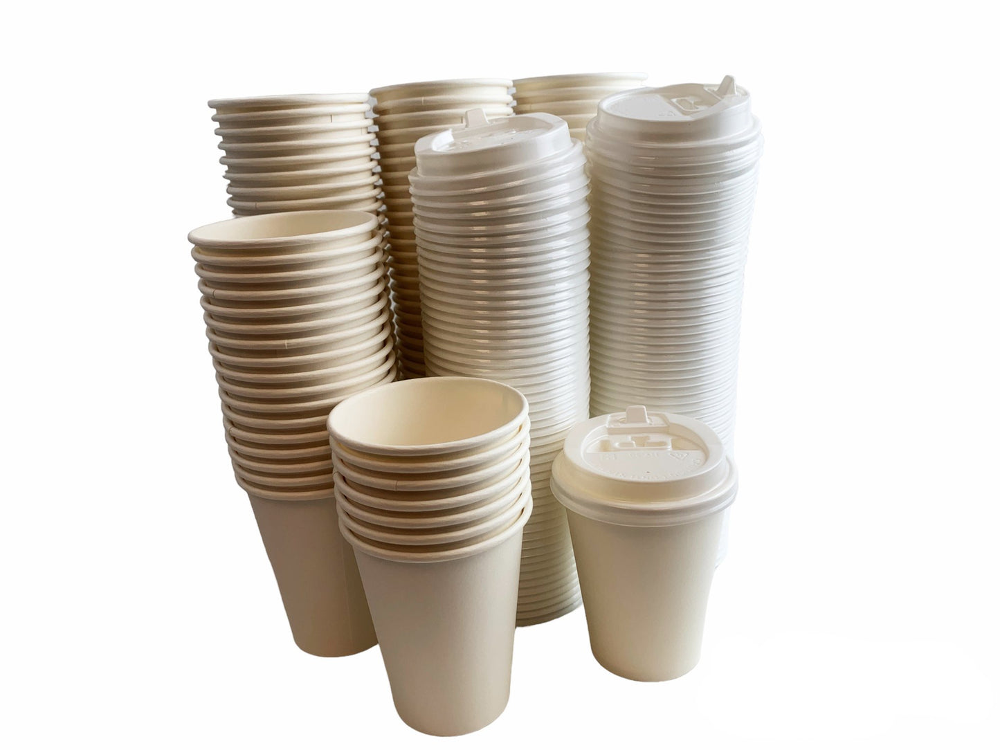 Heyiwell 100PC/Set 8OZ White Disposable Paper Coffee Cups with Lids ,To Go for Hot Coffee,Chocolate, Juice, Hot Beverage Drinkings, Ideal for Cafes, Bistros, Home, Office